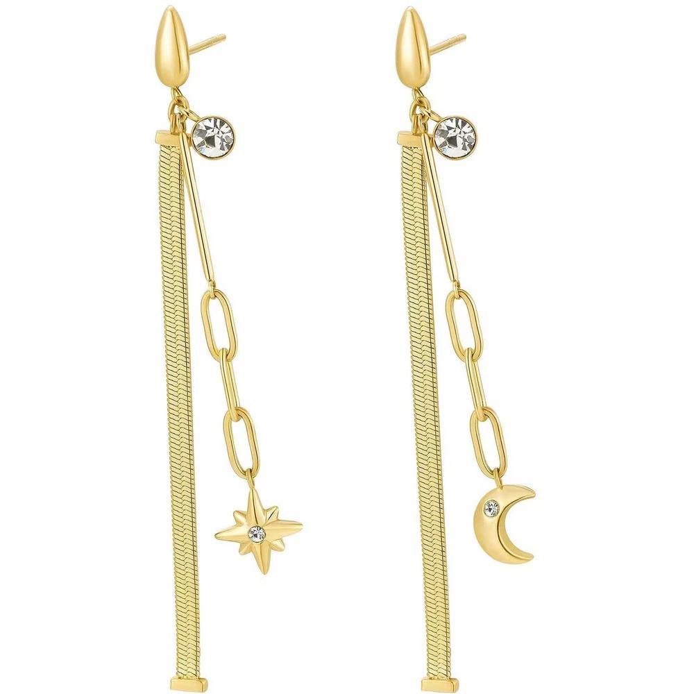 Brosway stainless steel gold dangling earrings‎ chant collection one size new